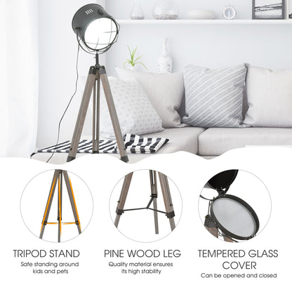 Industrial Style Adjustable Tripod Floor Lamp for Living Room Bedroom