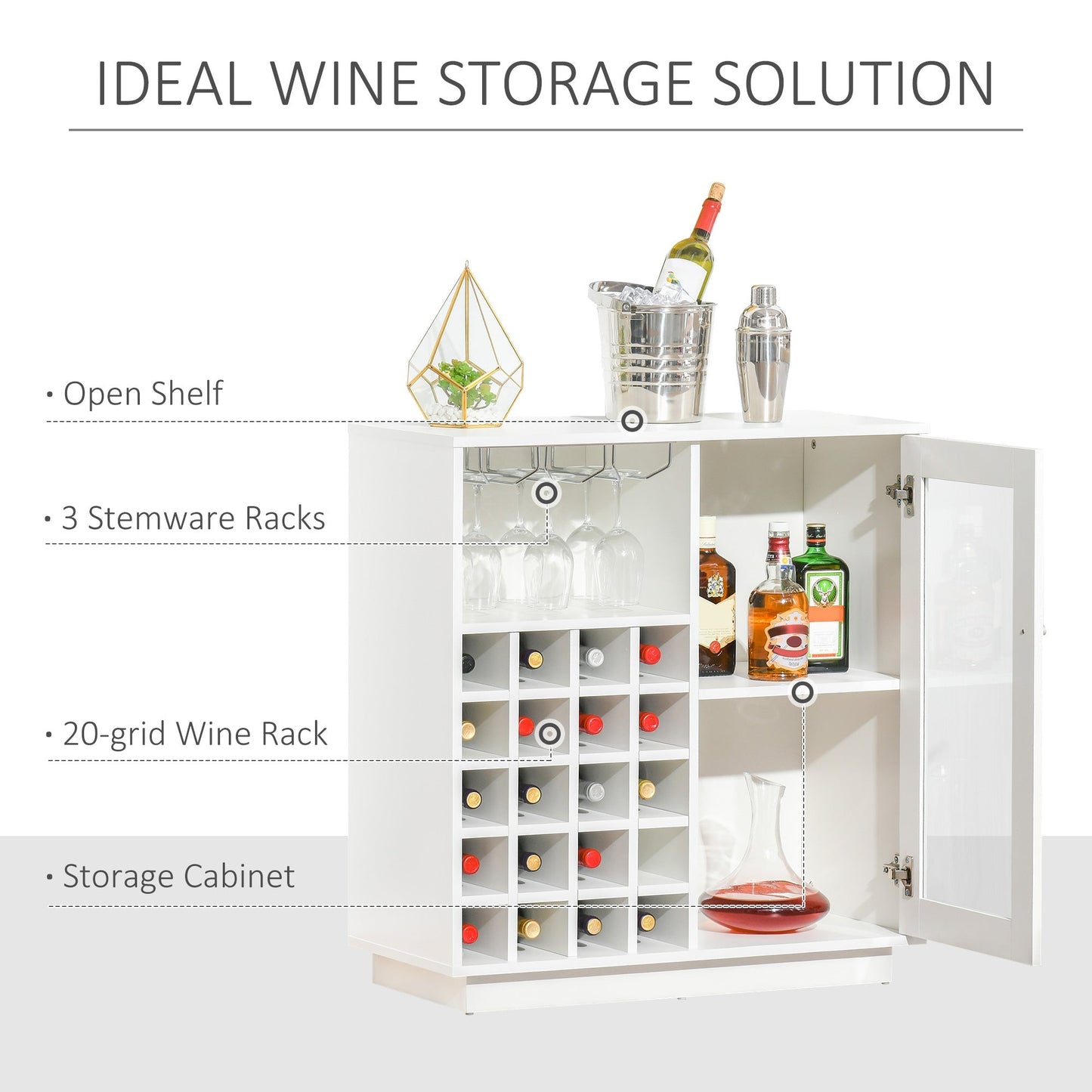 Modern Sideboard Wine Cabinet Cupboard with Glass Door