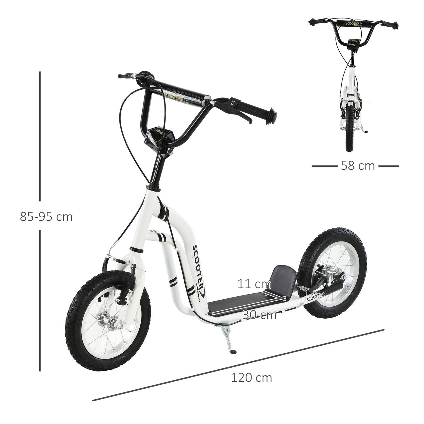 Dual Brakes 12" Metal frame Kick Scooter adjustable black