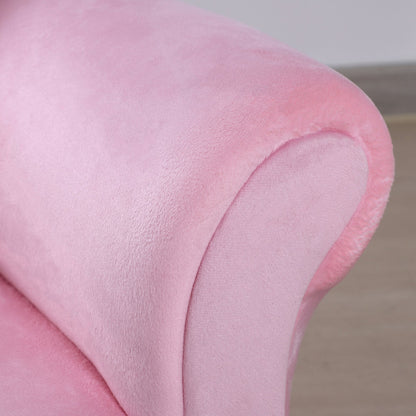 Kids Velvet-Like Chaise Lounge Pink