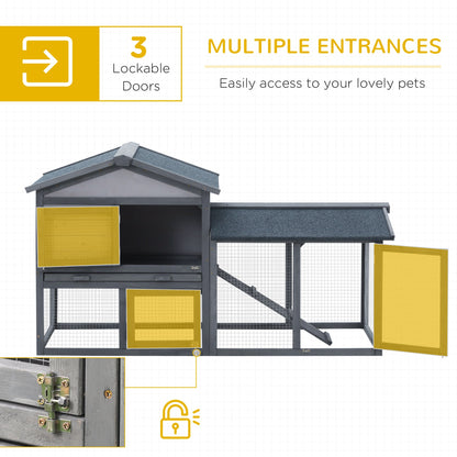 PawHut Wooden Rabbit Hutch Outdoor