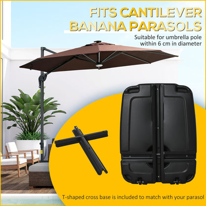 Outsunny 7.5Kg Square Parasol Base Portable Umbrella Stand Weights For Cantilever Banana Parasol With Wheels