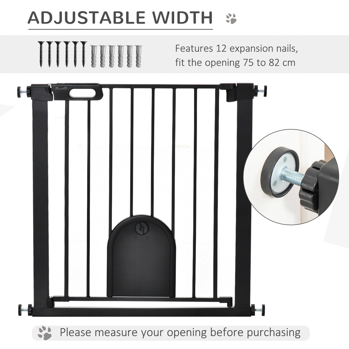 PawHut Dog Gate with Cat Flap Pet Safety Gate Barrier