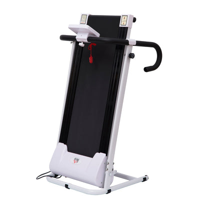 Steel Folding Motorized Home Treadmill w/ LCD Monitor White