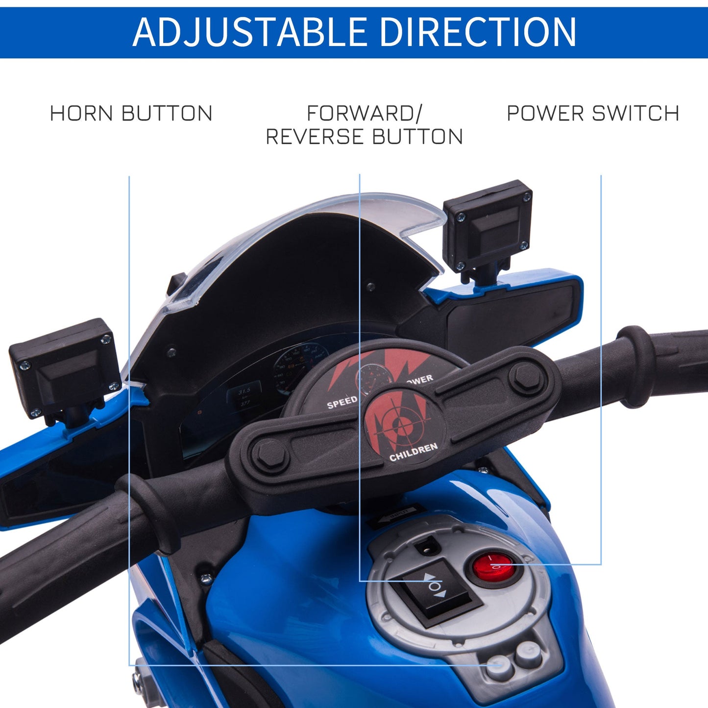 Kids 6V Electric Pedal Motorcycle Ride-On Toy Battery 18-48 months Blue