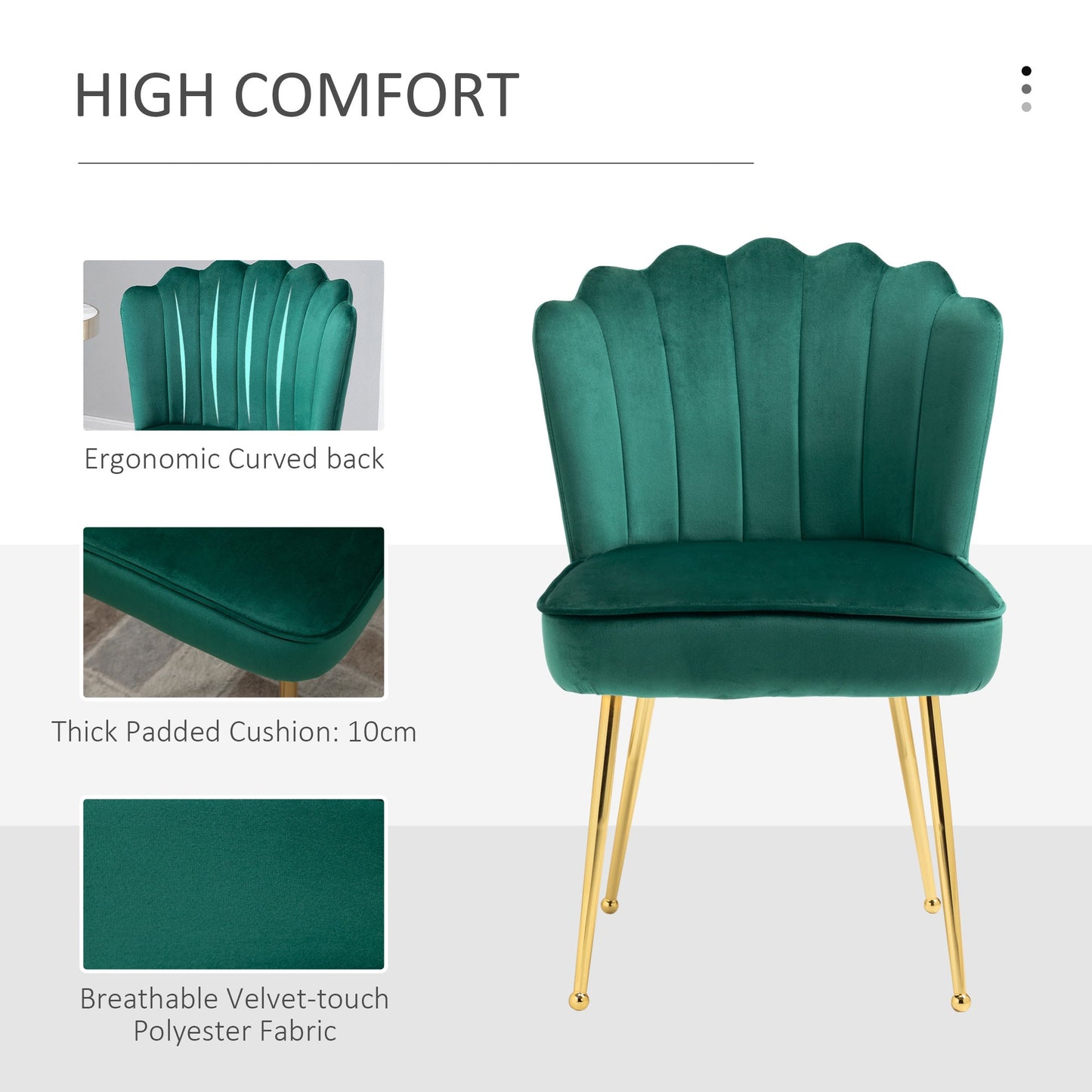 Velvet-Feel Shell Luxe Accent Chair