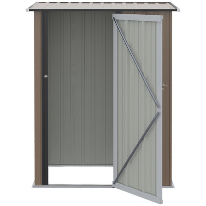 Galvanised 5 x 3' Single Door Pent Garden Store Lockable Steel Brown by Steadfast