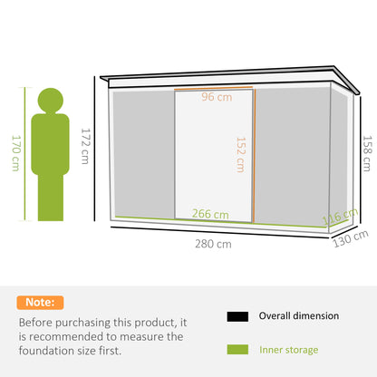 Corrugated 9 x 4' Double Door Pent Garden Shed With Ventilation Steel Green by Steadfast