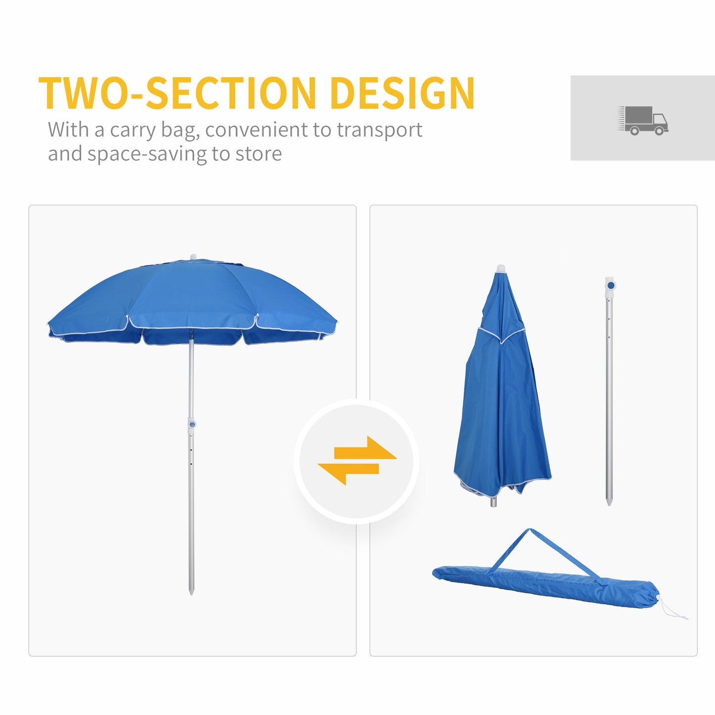 2m Arced Beach Umbrella