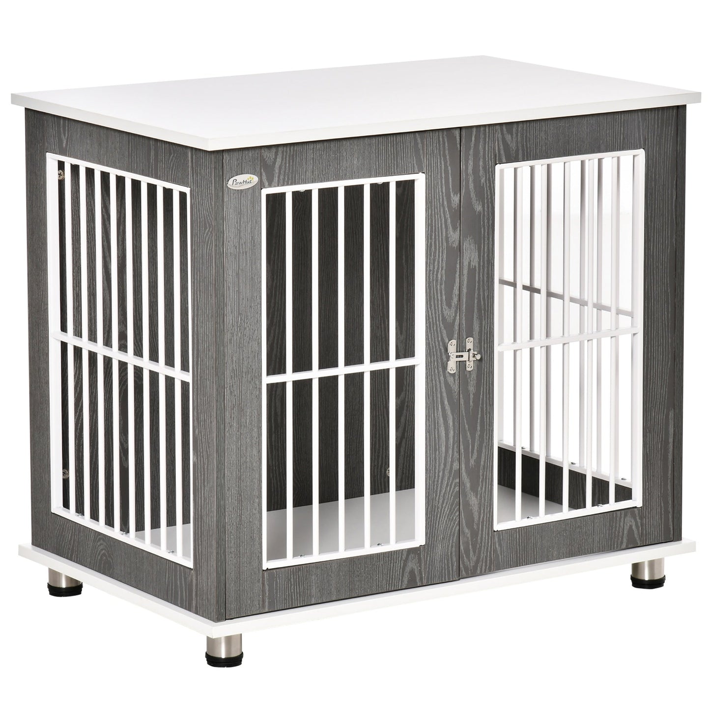 PawHut Wooden Dog Crate Furniture Style Pet Kennel Cage Pet Enclosure w/ Lockable Door