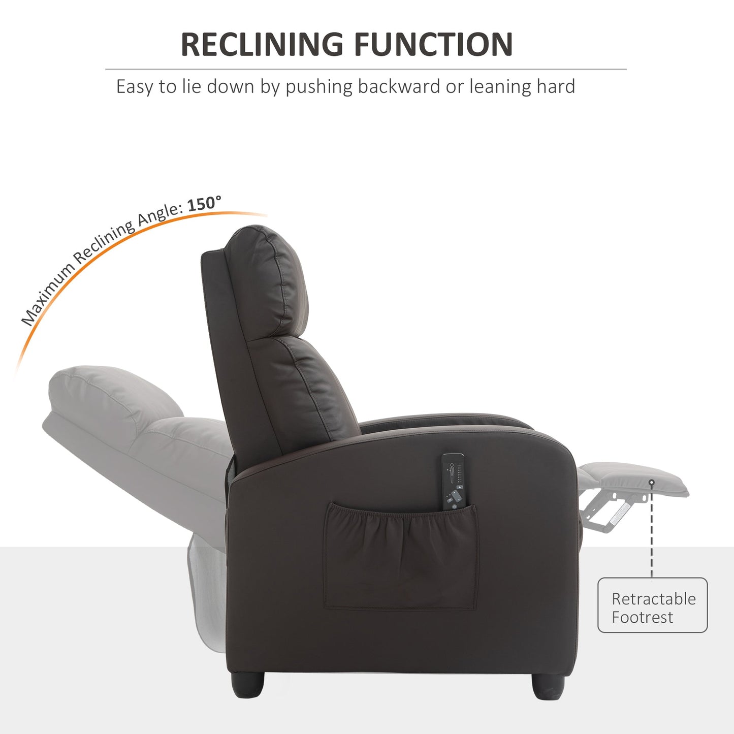 Recliner Sofa Chair PU Leather Massage Armcair w/ Remote Control