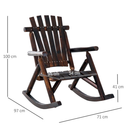 Outdoor Fir Wood Rustic Patio Adirondack Rocking Chair Traditional Rustic Style & Pure Comfort