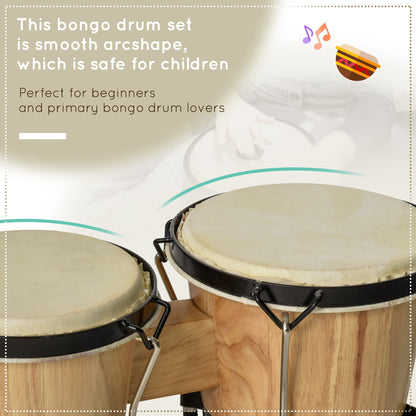 Sheepskin Bongo Drums w/ Tuning Wrench