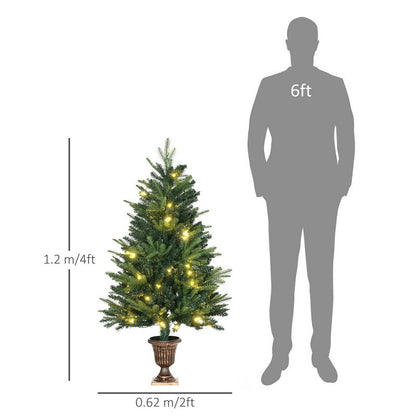 4 Foot Pre-Lit Artificial Christmas Spruce Tree