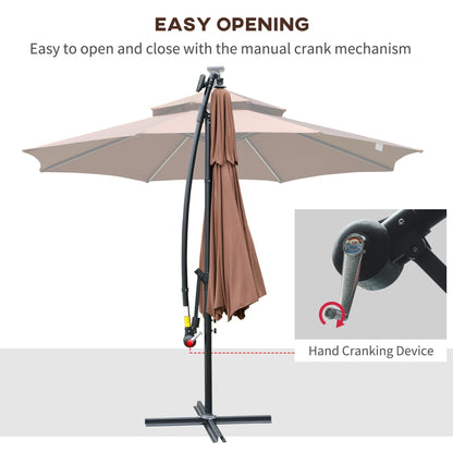 Outsunny 3(M) Cantilever Banana Parasol Hanging Umbrella With Double Roof