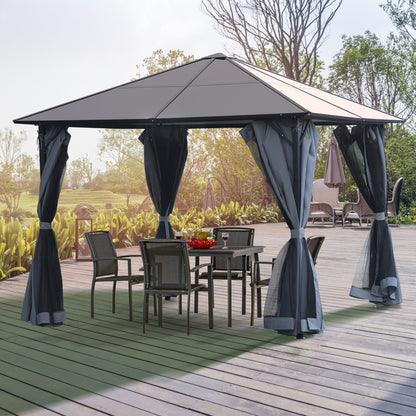 3m x 3m Hardtop Metal Frame Mesh Draped Gazebo Black