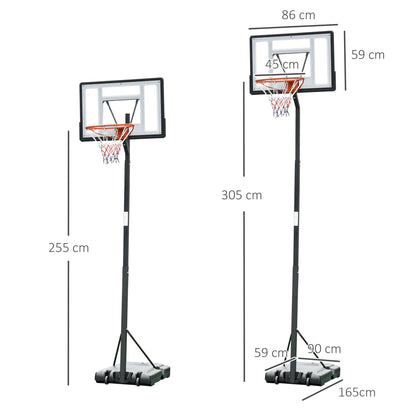 Steel Basketball Stand Height Adjustable Hoop Backboard Black