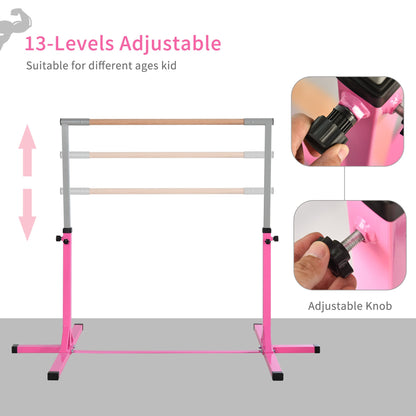 Height Adjustable Gymnastics Horizontal Bar For Kids Home Gym Training Children Junior Kip High Bar Fitness Pink