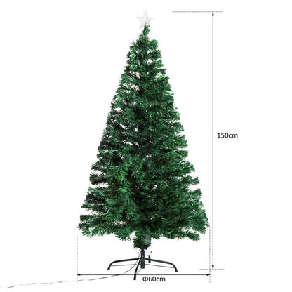 5 Foot Prelit Artificial Christmas Tree with Multi-Coloured Fibre Optic LED Light