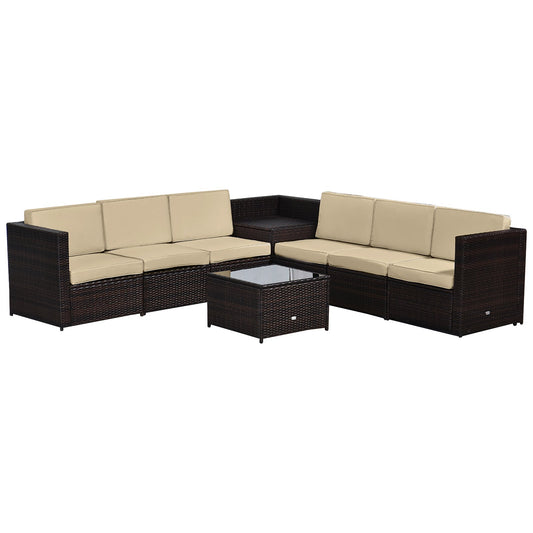 6 Seater Rattan Sofa Furniture Set W/Cushions