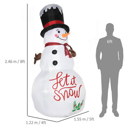 8 Foot Inflatable Christmas Snowman with Black Hat and Red Scotch Scarf