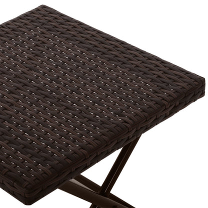 Square PE Wicker Rattan Folding Table - Brown