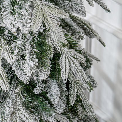 6ft Slim Christmas Tree Artificial - White Frosted Green Slim  600 Tips