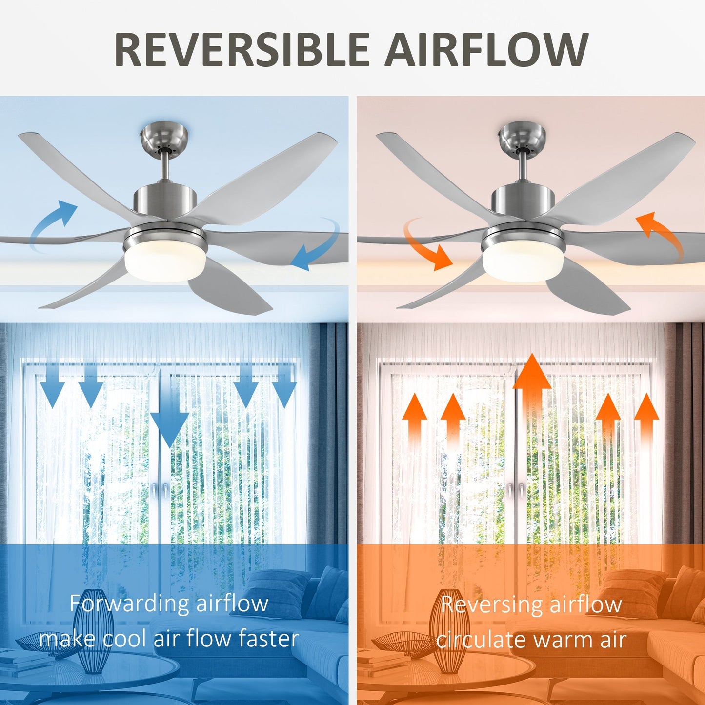 Reversible Ceiling Fan with Light