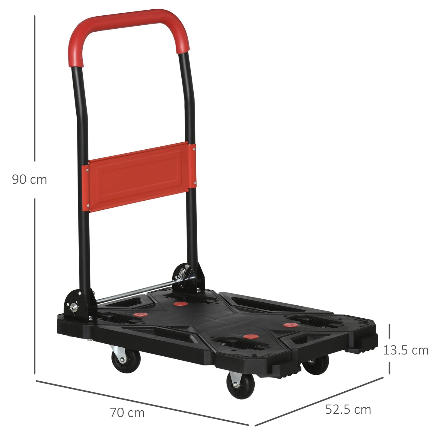 DURHAND Platform Trolley on Wheels Folding Hand Truck for Heavy Lifting and Easy Transportation 150KG Black