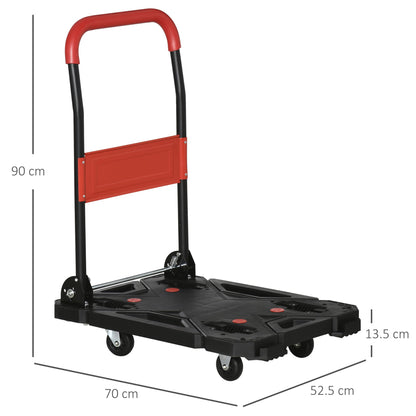 DURHAND Platform Trolley on Wheels Folding Hand Truck for Heavy Lifting and Easy Transportation 150KG Black