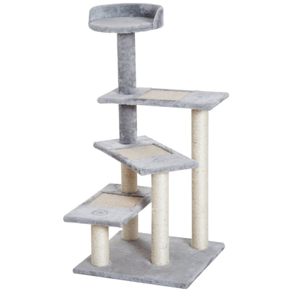 PawHut Plush Cat Tree Activity Center-Grey