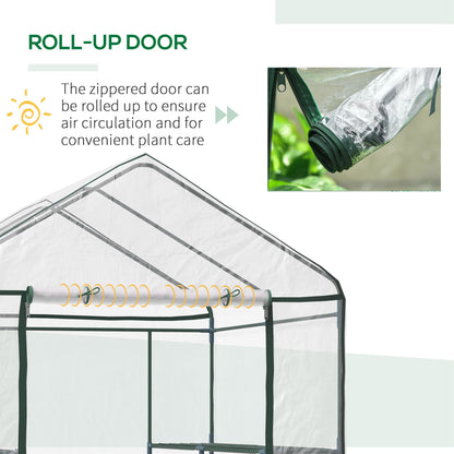 Metal Frame Walk in Grow Herb Plant Portable Greenhouse Transparent 143 L x 143W x 195H cm