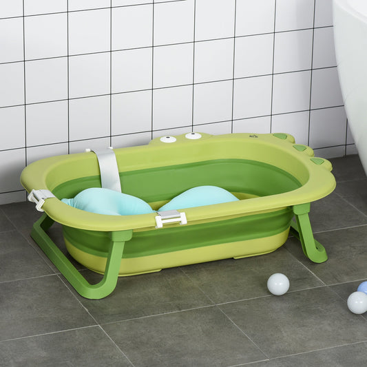 Ergonomic Baby Bath Tub for Toddler with Baby Cushion for 0-3 Years Green