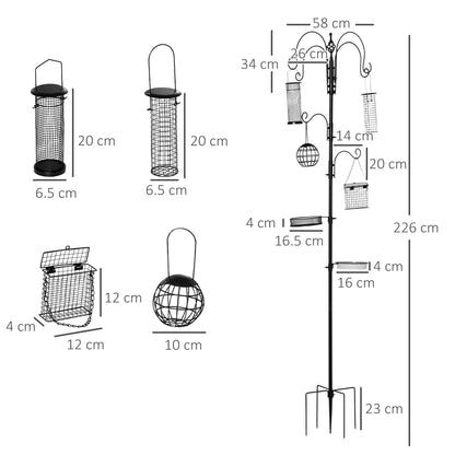 Hanging 226cm Bird Feeder Station Steel Black by Pawhut