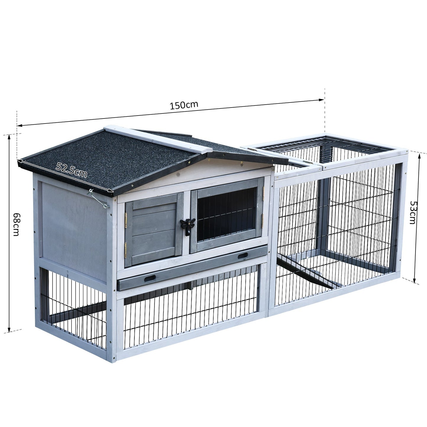 PawHut 2 Level Rabbit Hutch Outdoor