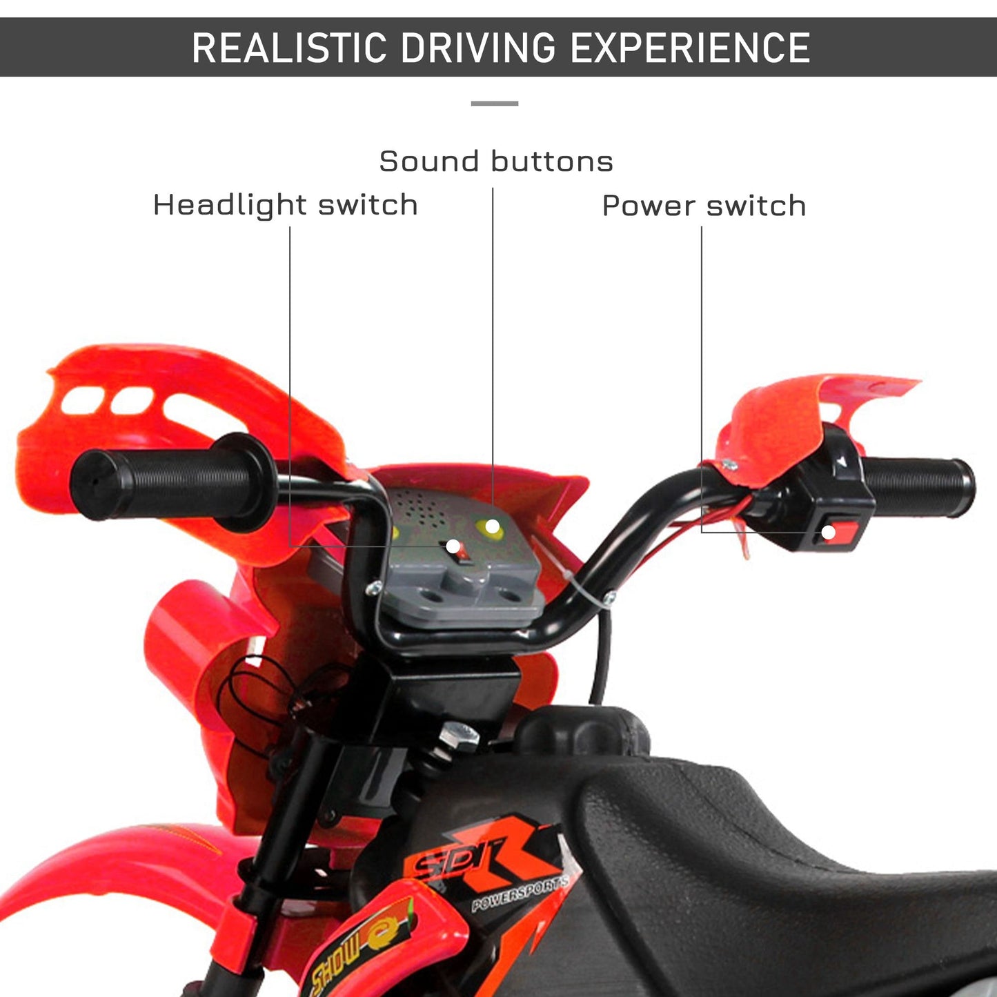 6V Children's PP Electric Ride-On Motorbike with Effects Red