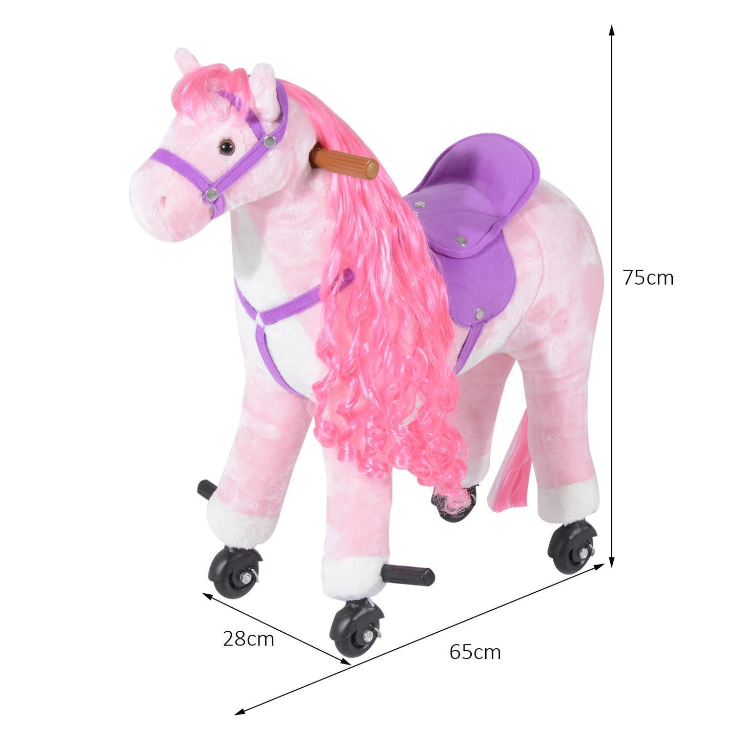 Homcom Kids Plush Ride On Walking Horse Withsound-Pink