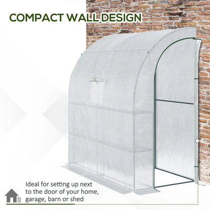 Walk-In Lean to Wall Greenhouse w/Window