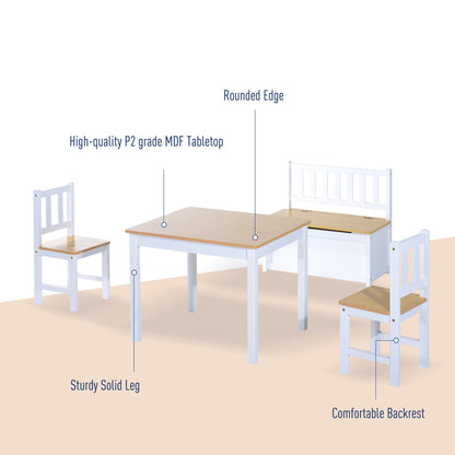 Homcom 4-Piece Kids Table And Chair Set With 2 Wooden Chairs