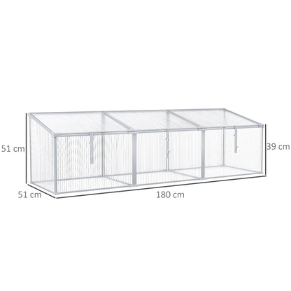 Aluminum Greenhouse Plants Raised Bed Vented Cold Frame Protector 180L x 51W x 51H cm