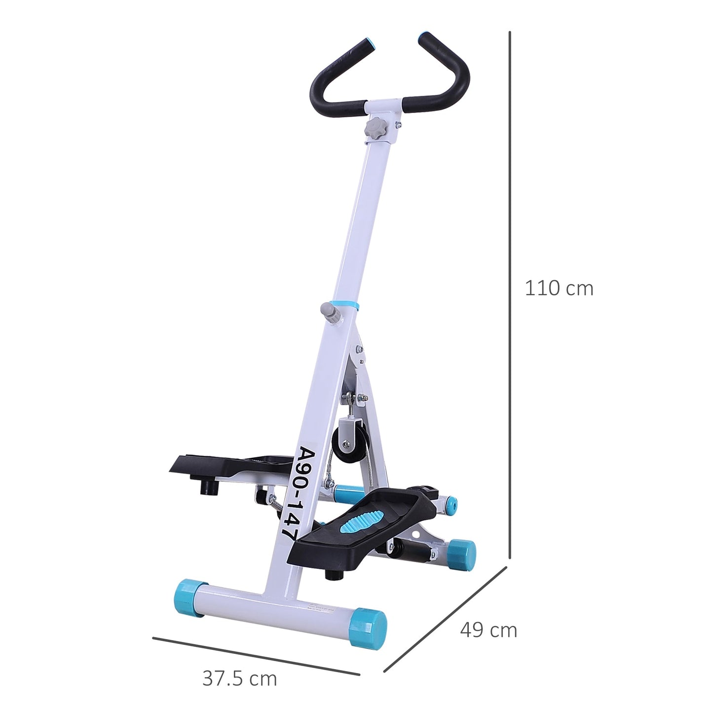 Stepper w/ Handle Hand Grip Workout Fitness Machine For Fitness Aerobic Exercise Home Gym White