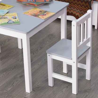 Homcom Kids Three-Piece Table and Chairs Set  Grey & White