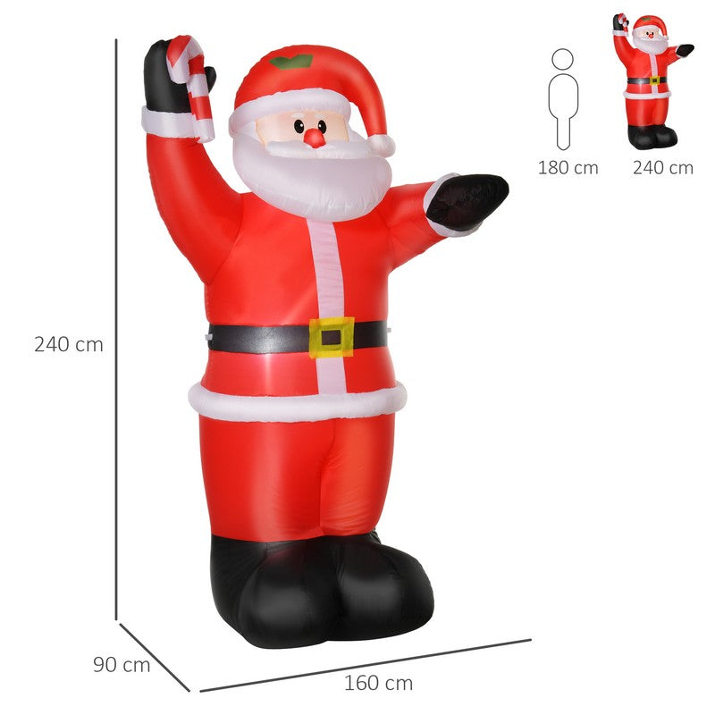 Homcom Inflatable Air Blown Christmas Santa Claus 240cm W/LED