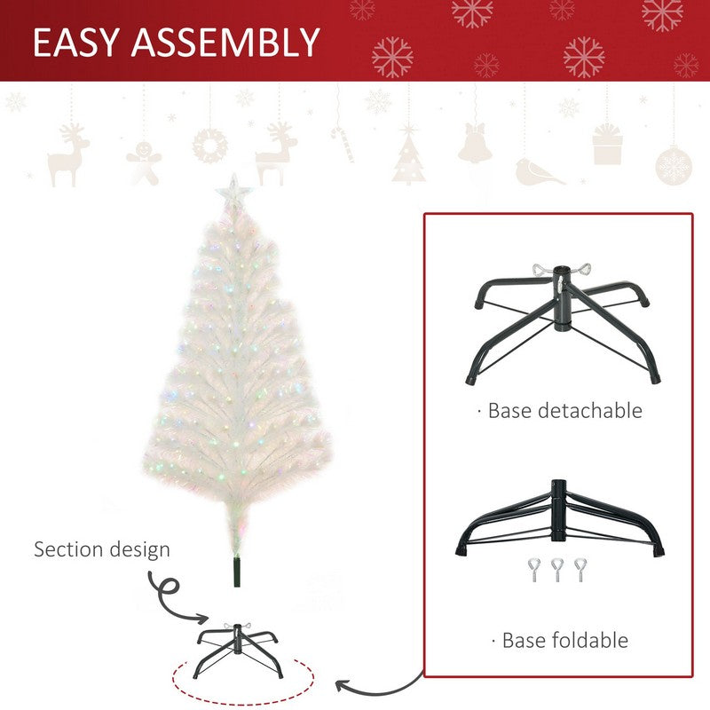 Homcom 4 Foot Prelit Artificial Christmas Tree with Fiber Optic LED Light