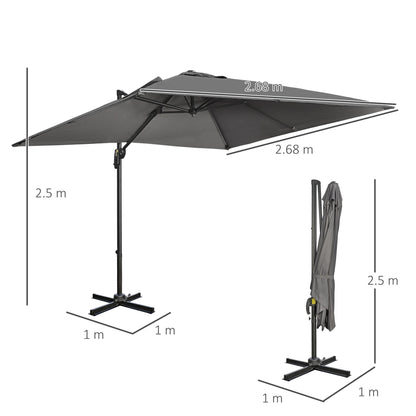 2.7m Square Overhanging Cantilever Umbrella