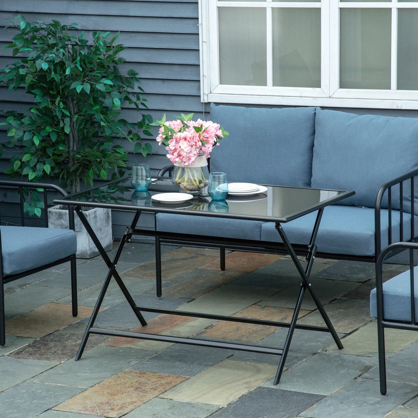 Outsunny Folding Outdoor Dining Table For 6