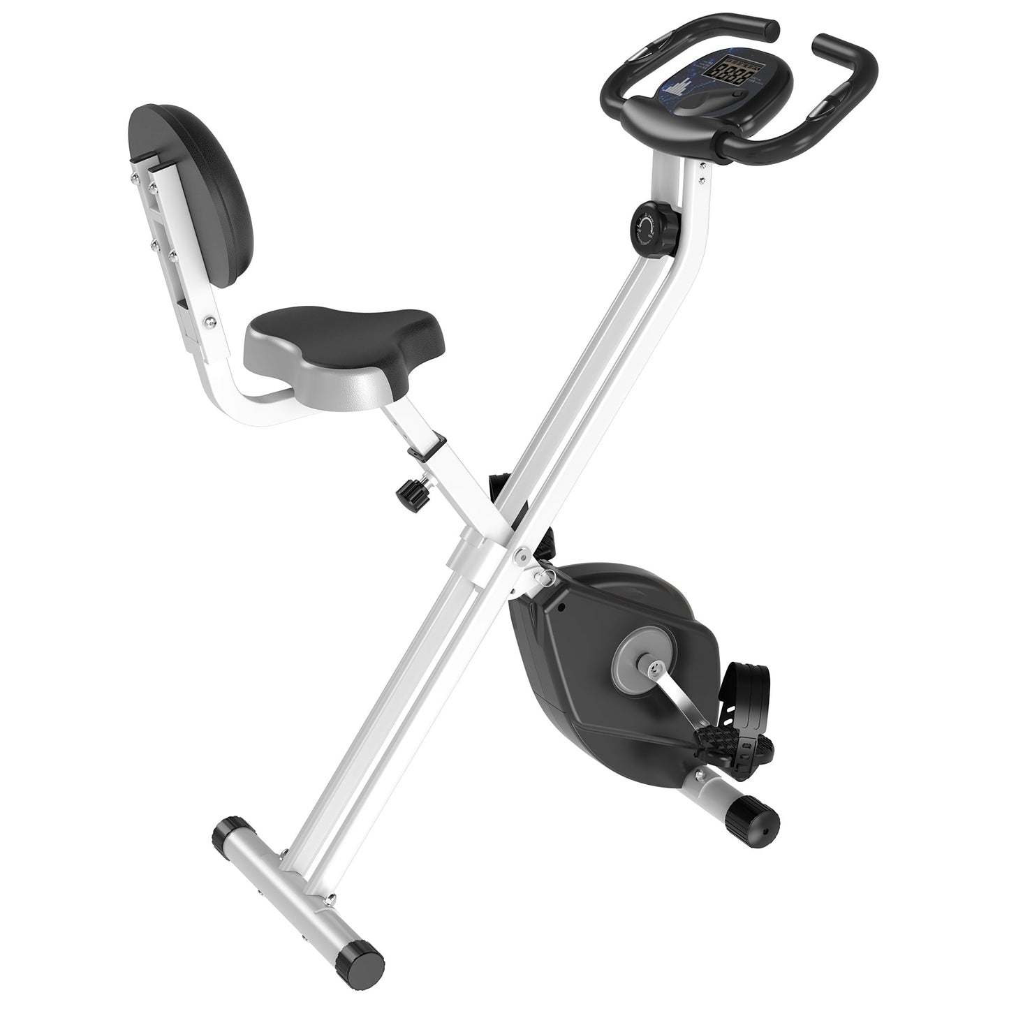 Steel Manual Resistance Exercise Bike w/ LCD Monitor Black