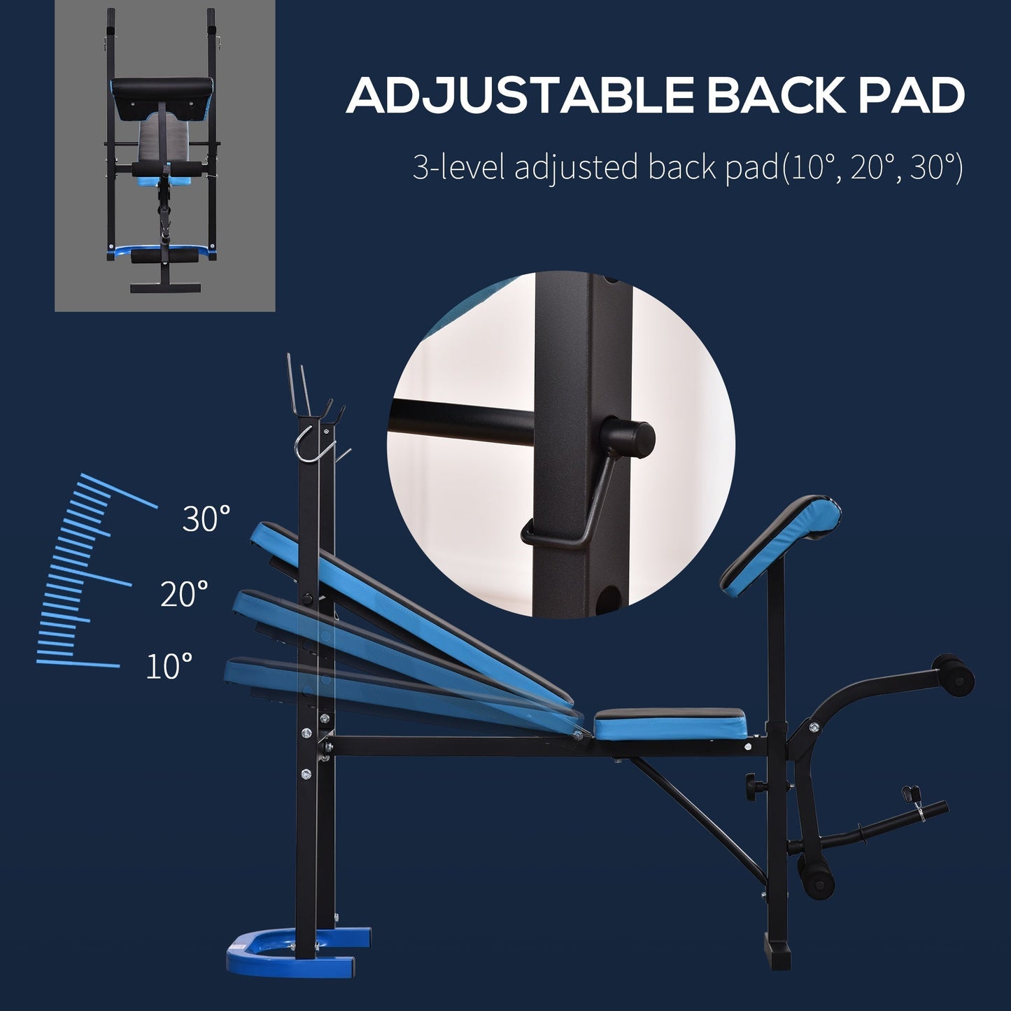 Adjustable Weight Bench with Leg Developer Barbell Rack for Home Gym Fitness