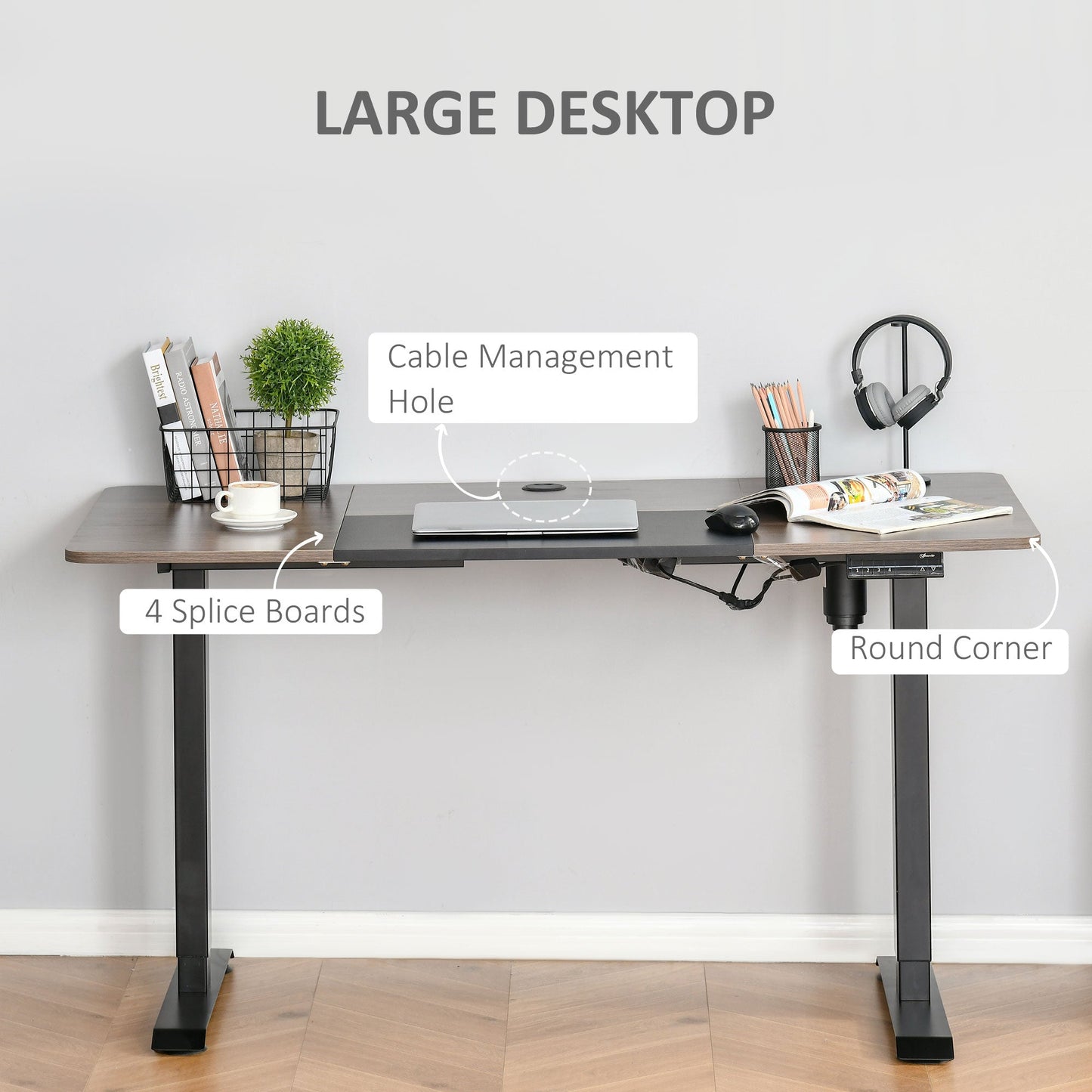 Vinsetto Height Adjustable Electric Standing Desk Stand Up Desk for Home Office Black