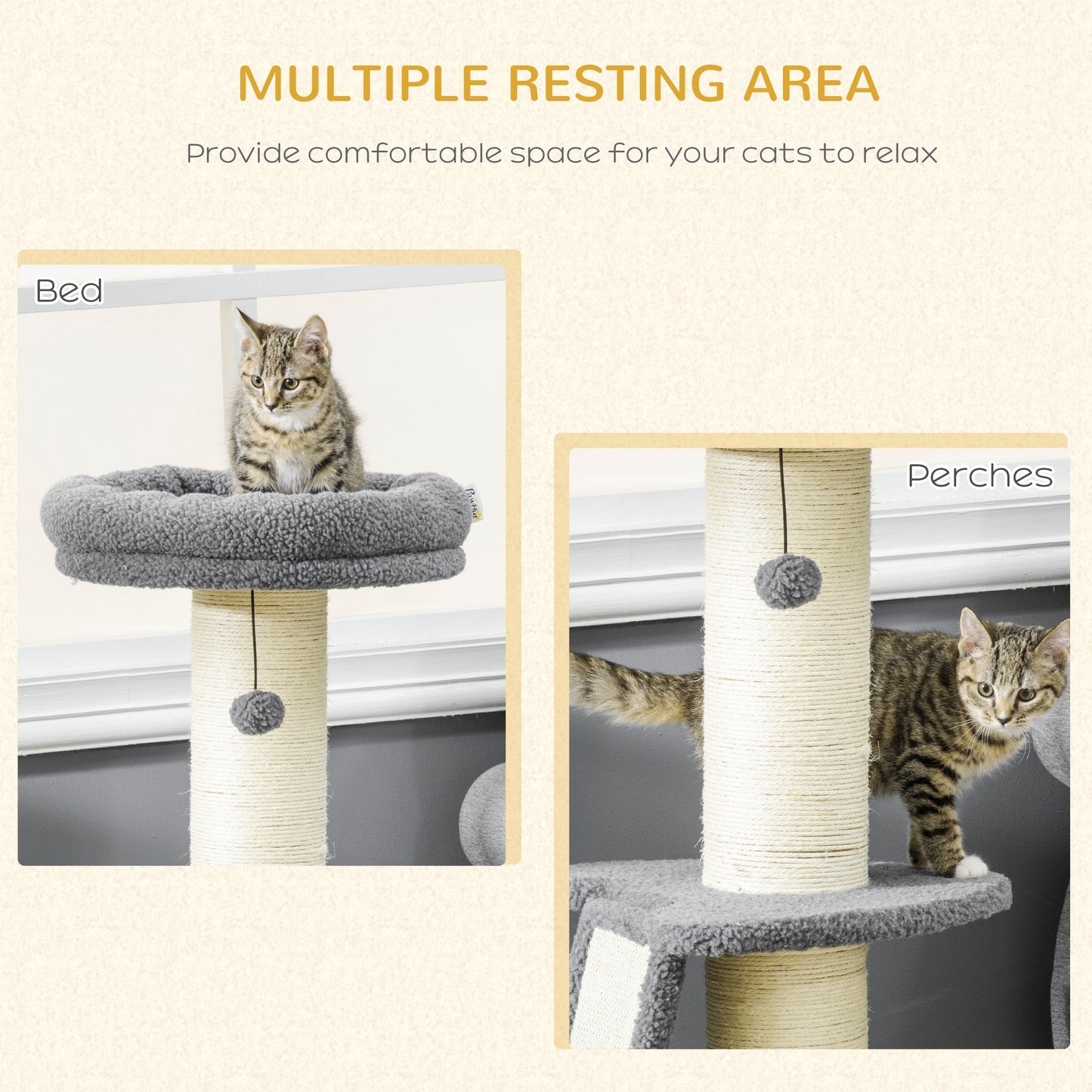 PawHut Cat Tree Tower with Scratching Posts